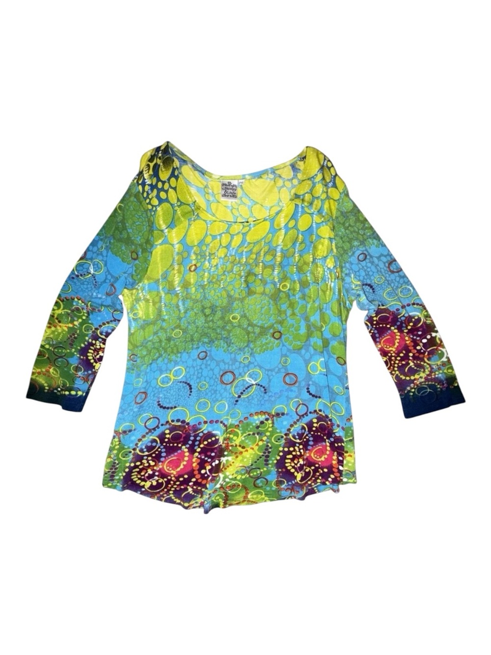 Parsley & Sage Artsy Abstract Knit Tunic Top Colorful Boho Petite Women's Sz XL‎